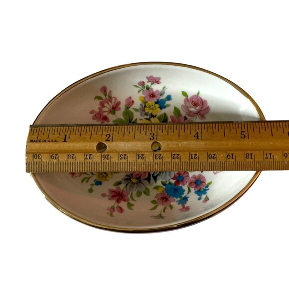 Vintage Fiorentine Floral Oval Porcelain Dish with Gold Trim Made in Italy - Picture 7 of 9